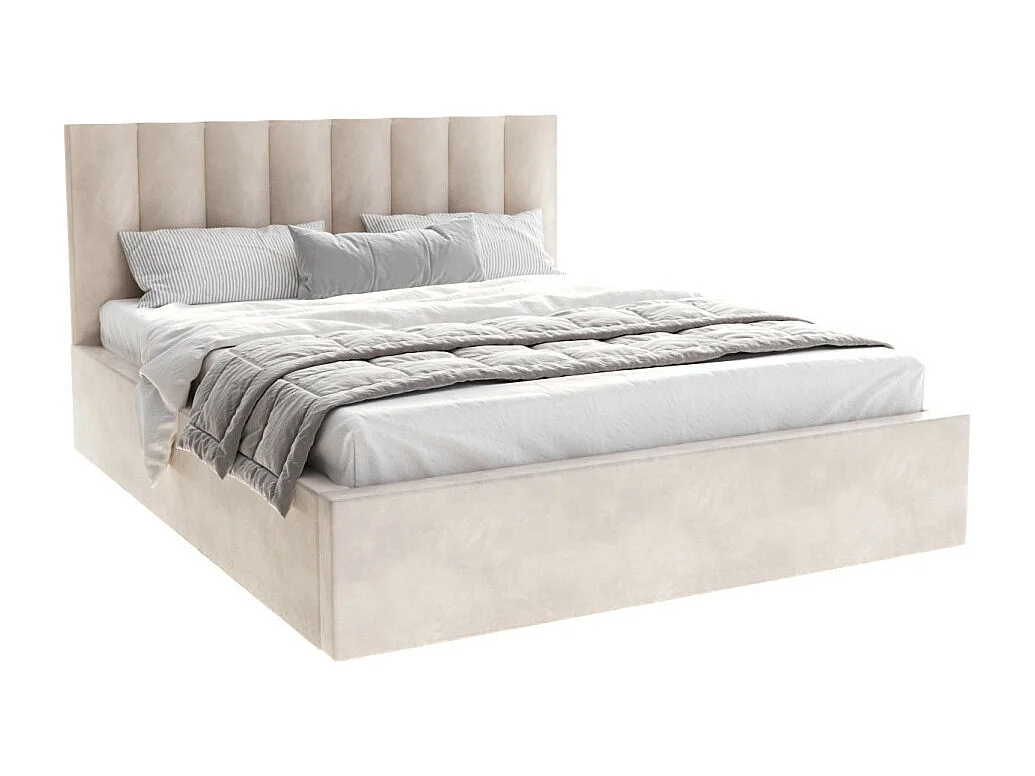 Lit coffre Colorado 160x200 - Sommier inclus Crème