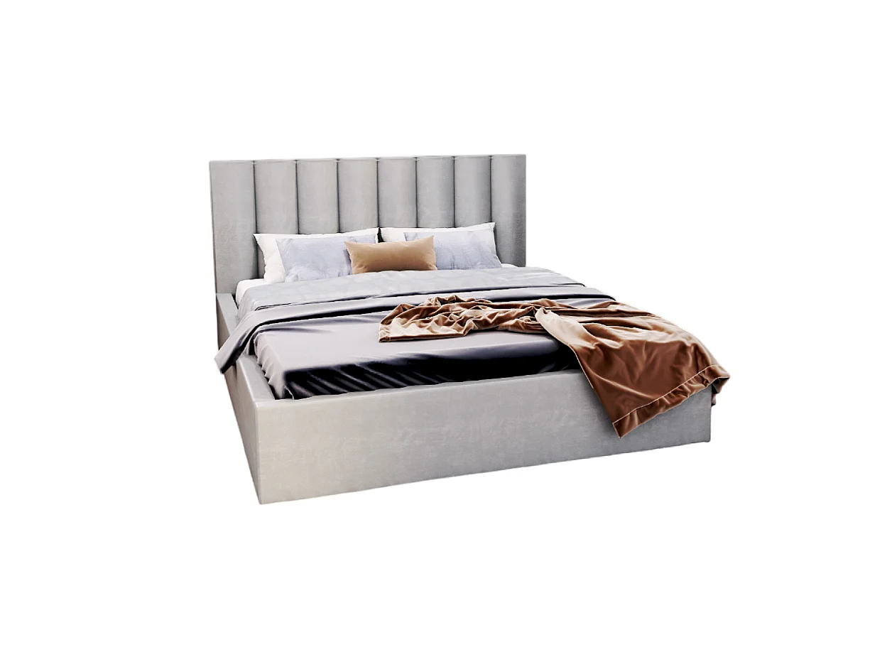 Lit coffre Colorado 160x200 - Sommier inclus Gris clair