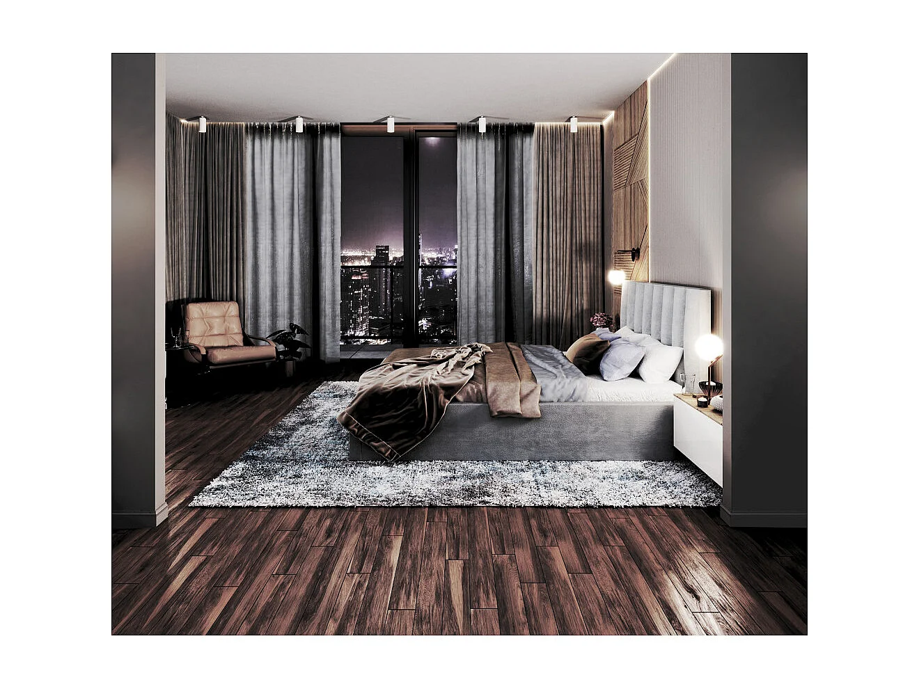 Lit coffre Colorado 140x190 - Sommier inclus Gris clair