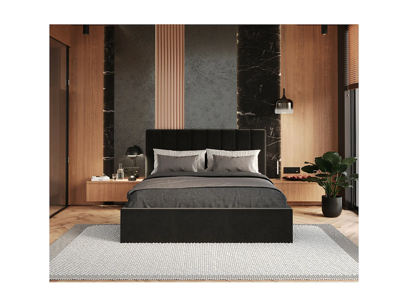 Lit coffre Colorado 140x190 - Sommier inclus Noir
