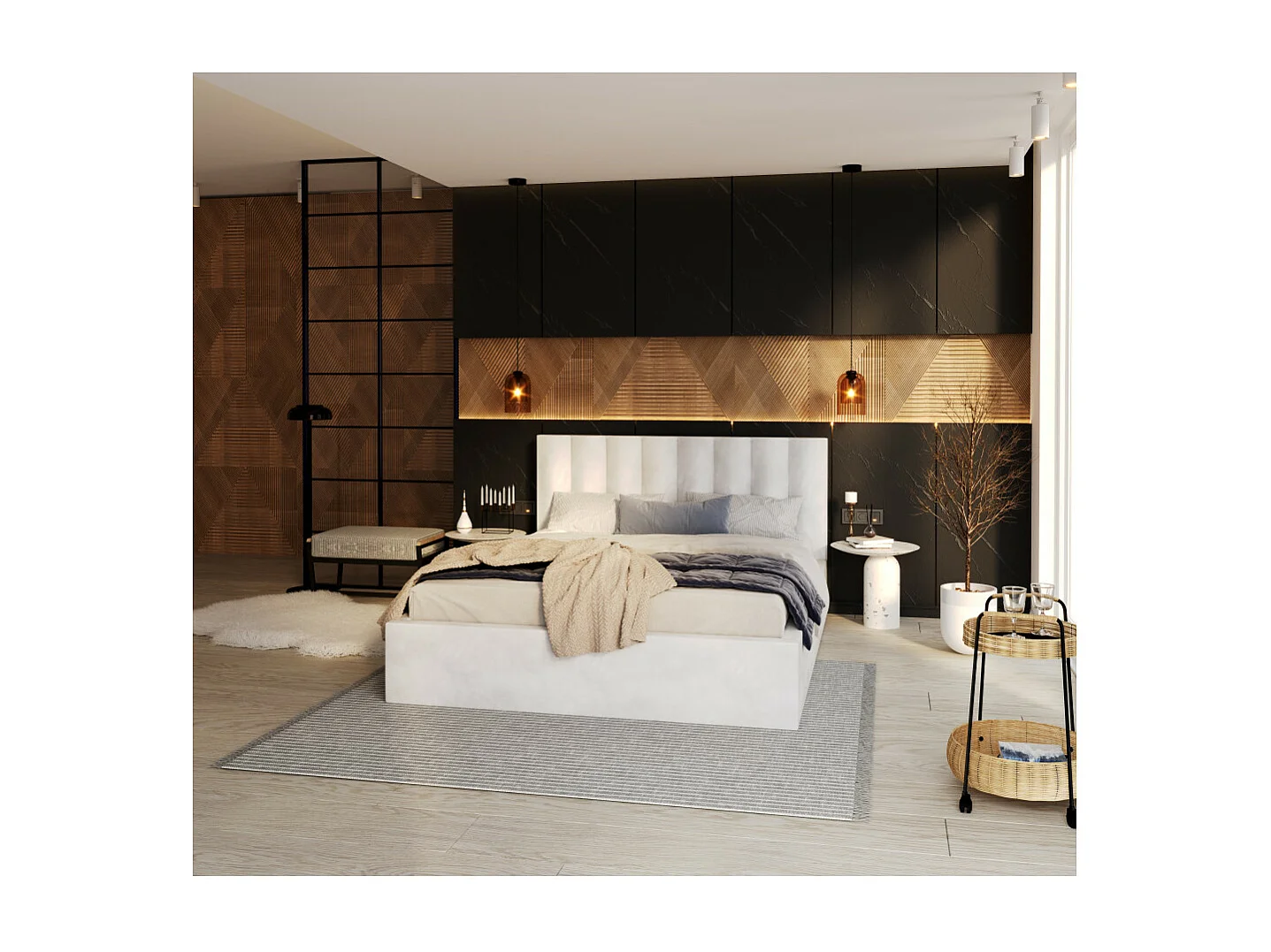 Lit coffre Colorado 160x200 - Sommier inclus Blanc