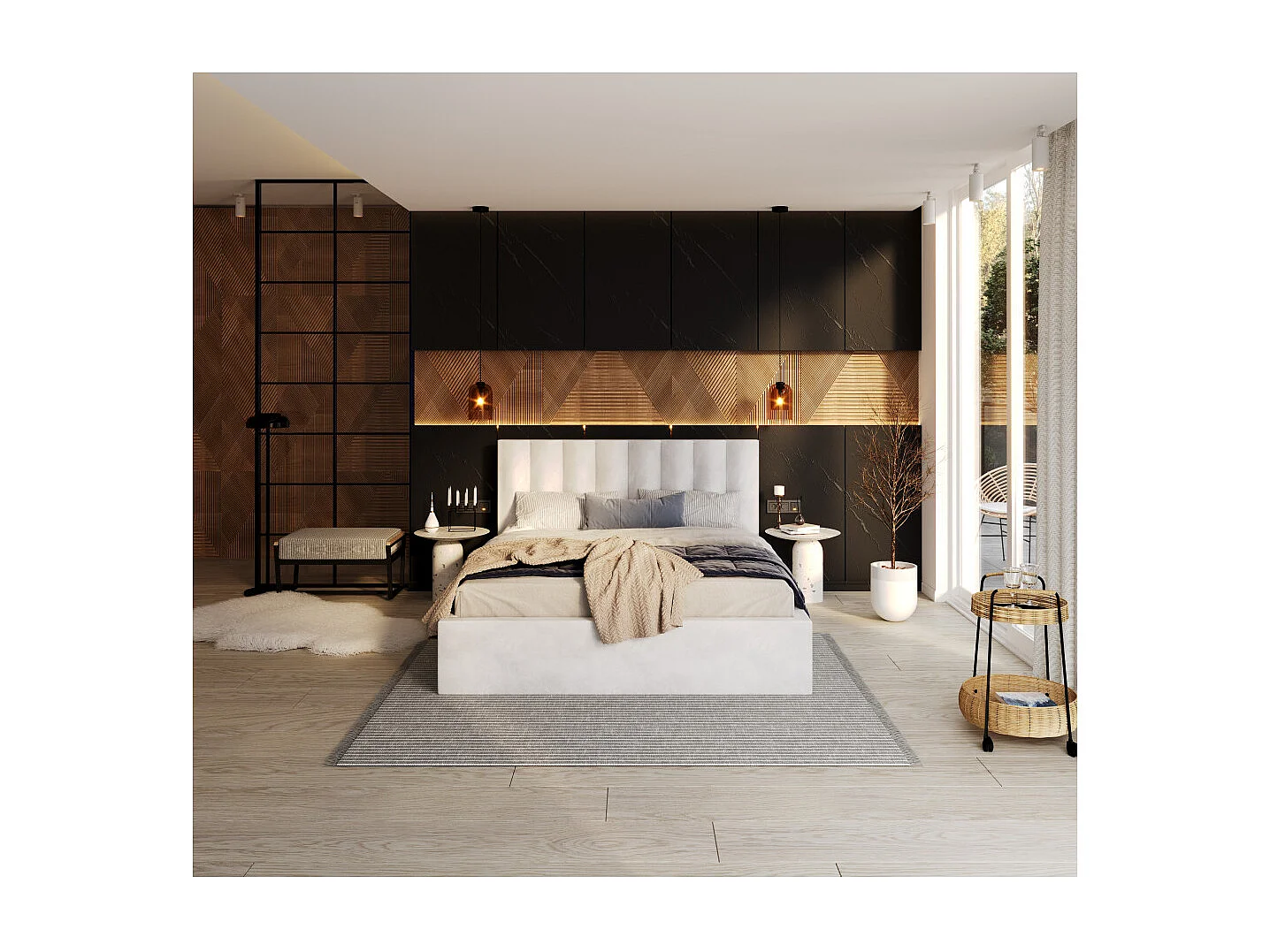 Lit coffre Colorado 160x200 - Sommier inclus Blanc