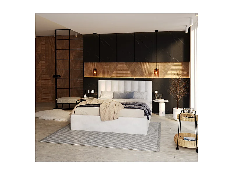 Lit coffre Colorado 160x200 - Sommier inclus Blanc