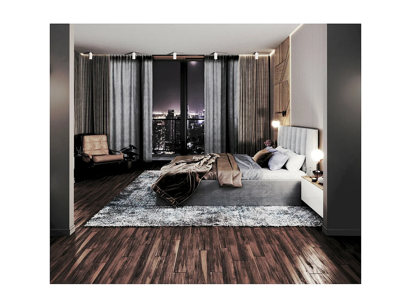 Lit coffre Colorado 140x200 - Sommier inclus Gris clair