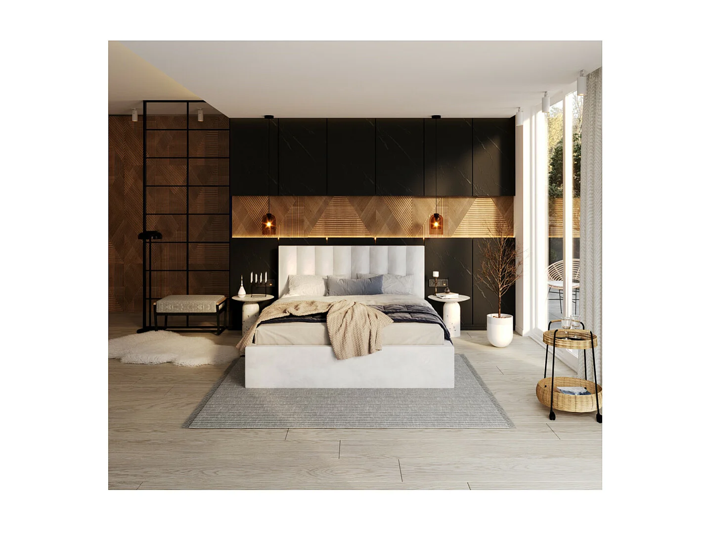 Lit coffre Colorado 140x200 - Sommier inclus Blanc