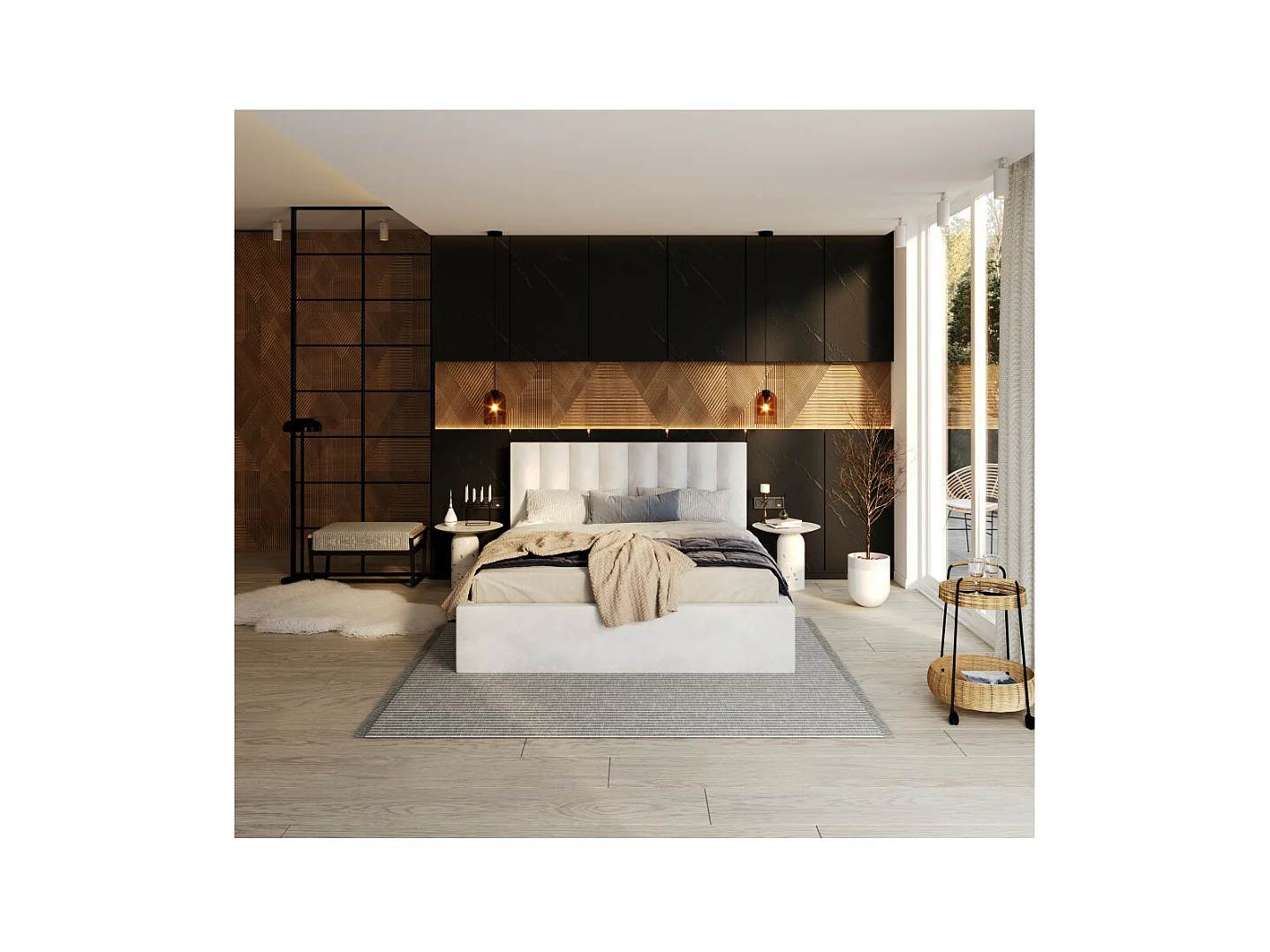 Lit coffre Colorado 140x200 - Sommier inclus Blanc