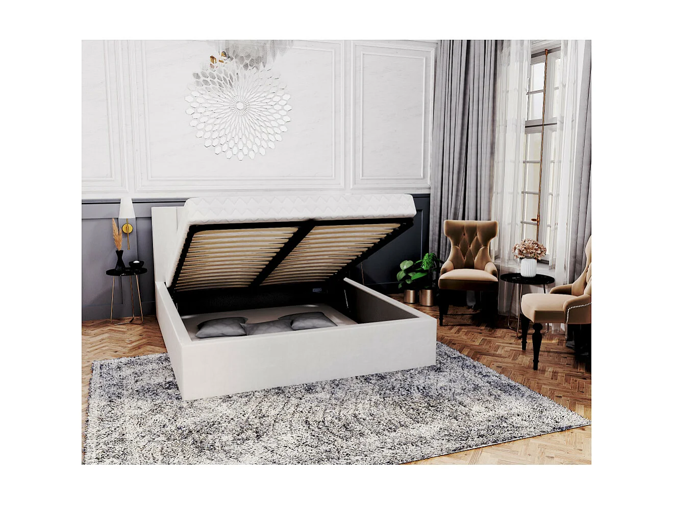 Lit coffre Colorado 140x200 - Sommier inclus Blanc