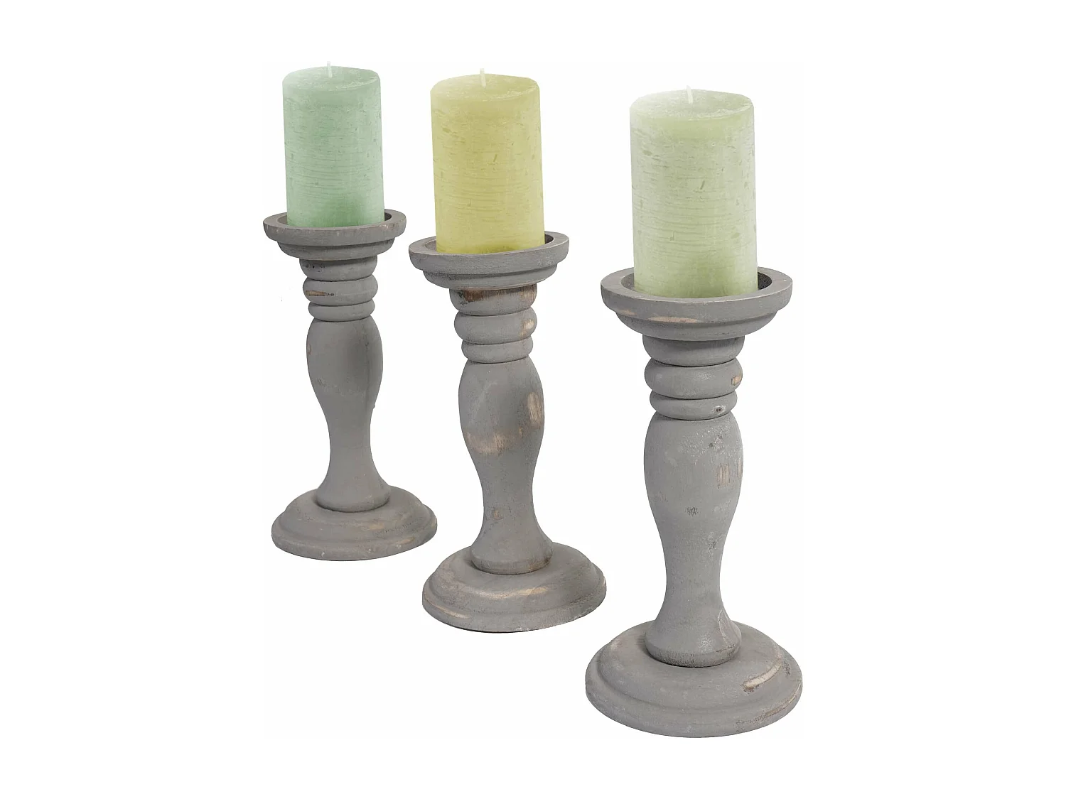 Lot de 3 bougeoirs bois marron 12.5 x 12.5 x 24 cm 04_0002988