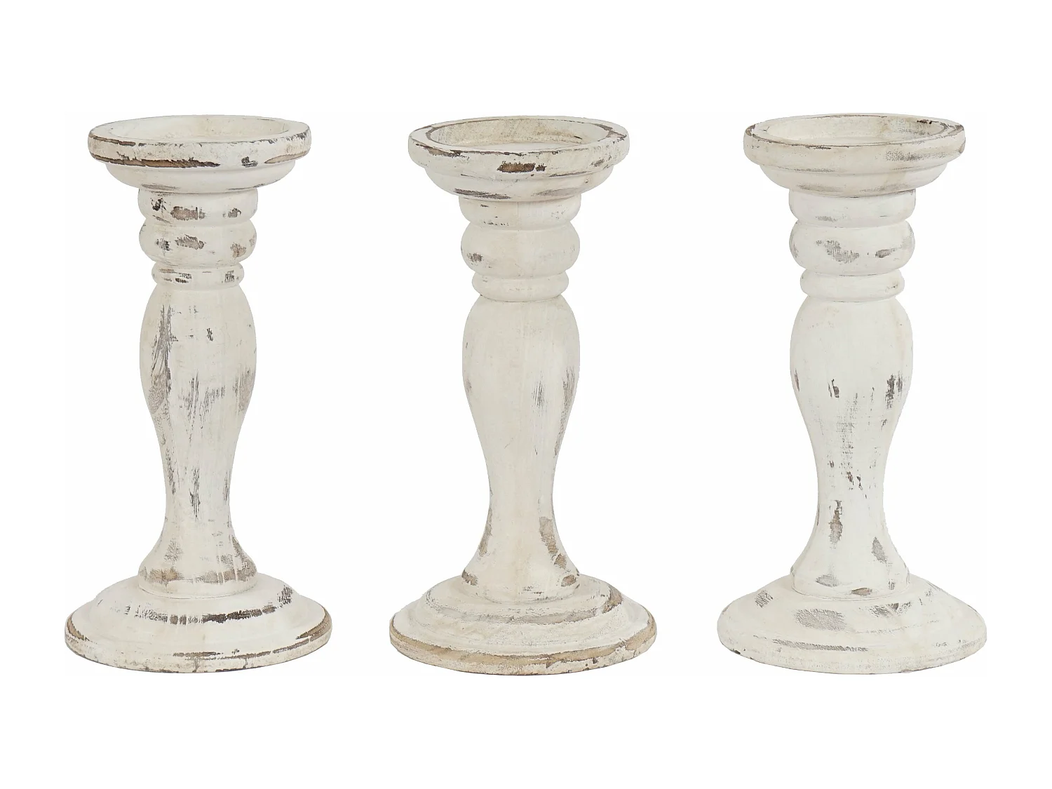 Ensemble de 3 chandelier bois blanche 12.5 x 12.5 x 24 cm 04_0002990