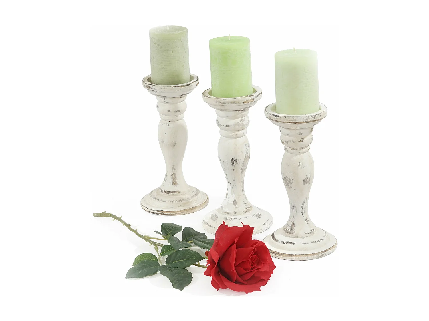 Ensemble de 3 chandelier bois blanche 12.5 x 12.5 x 24 cm 04_0002990