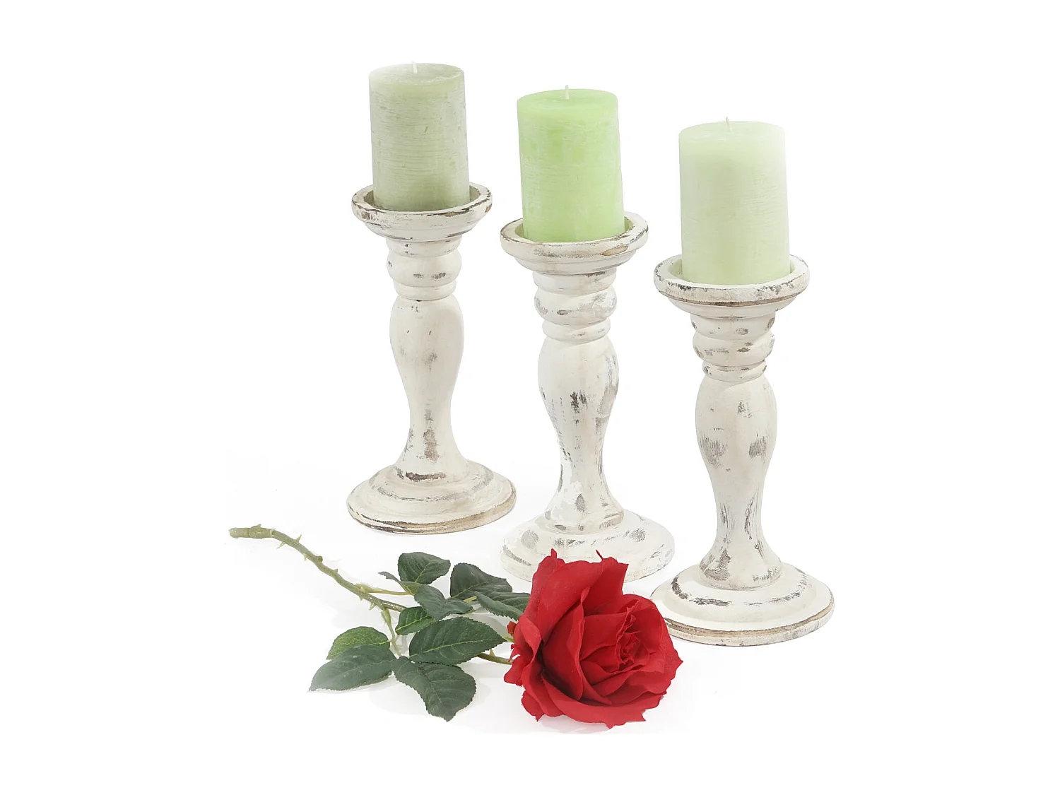 Ensemble de 3 chandelier bois blanche 12.5 x 12.5 x 24 cm 04_0002990