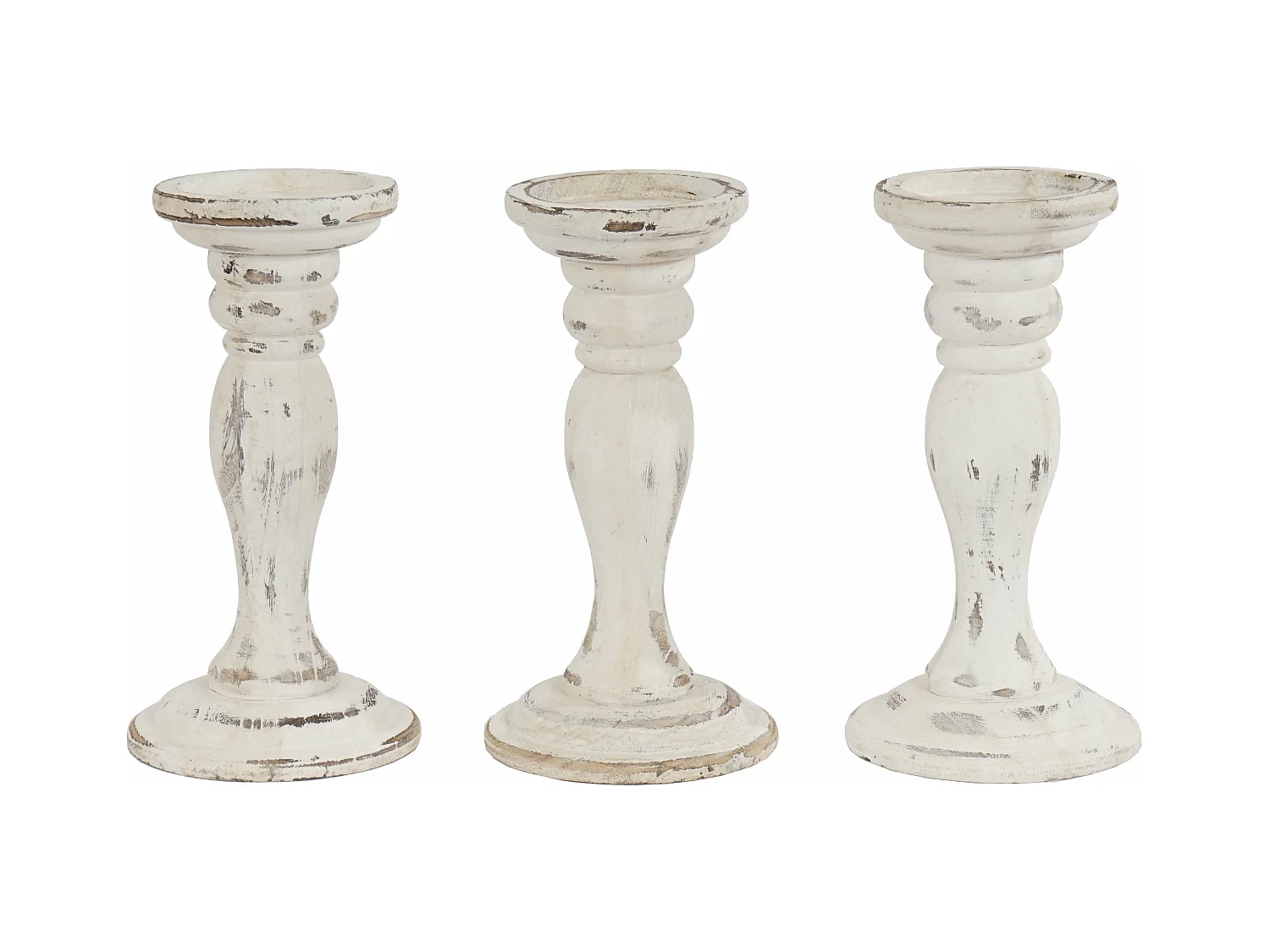 Ensemble de 3 chandelier bois blanche 12.5 x 12.5 x 24 cm 04_0002990