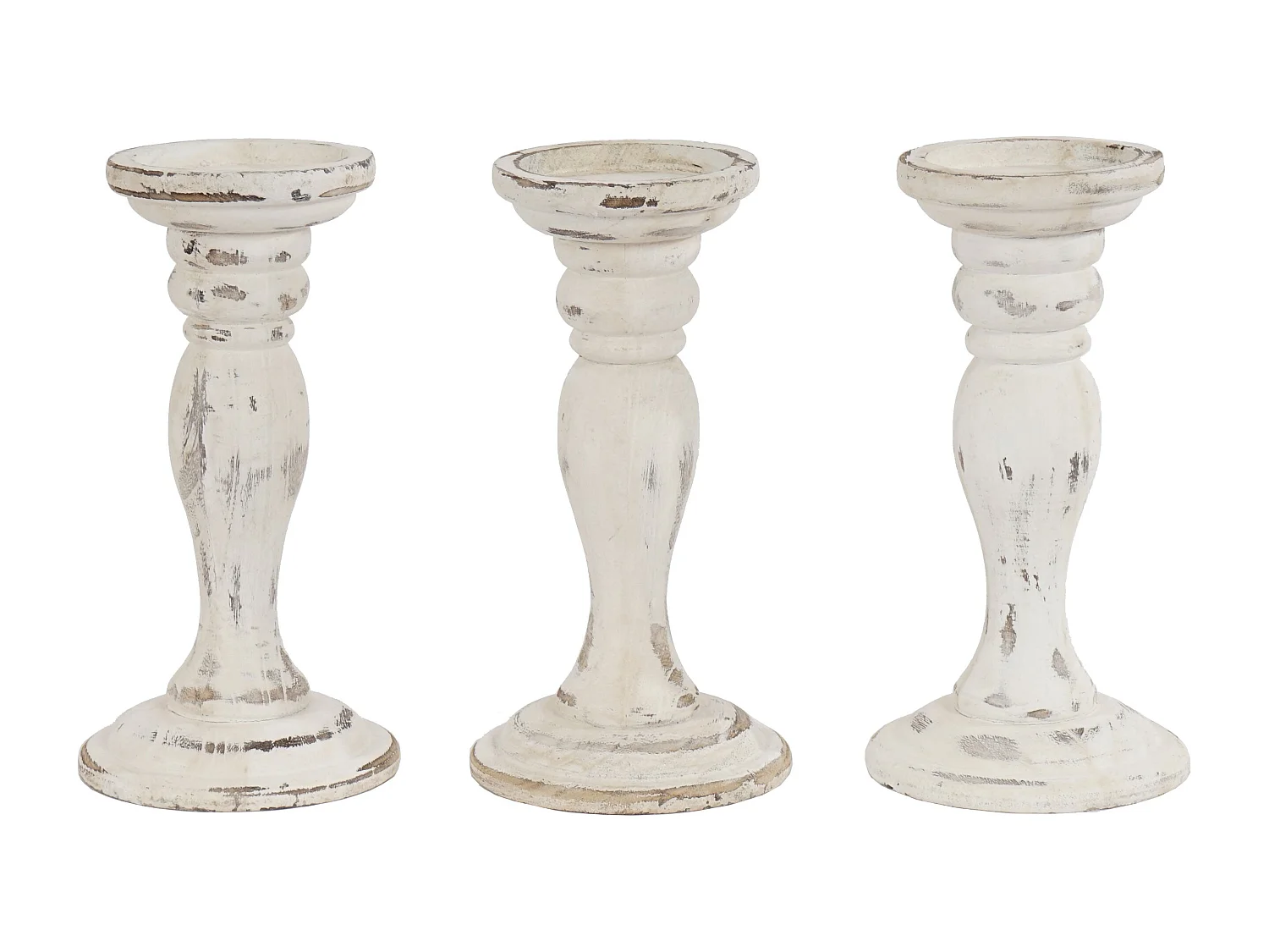 Ensemble de 3 chandelier bois blanche 12.5 x 12.5 x 24 cm 04_0002990