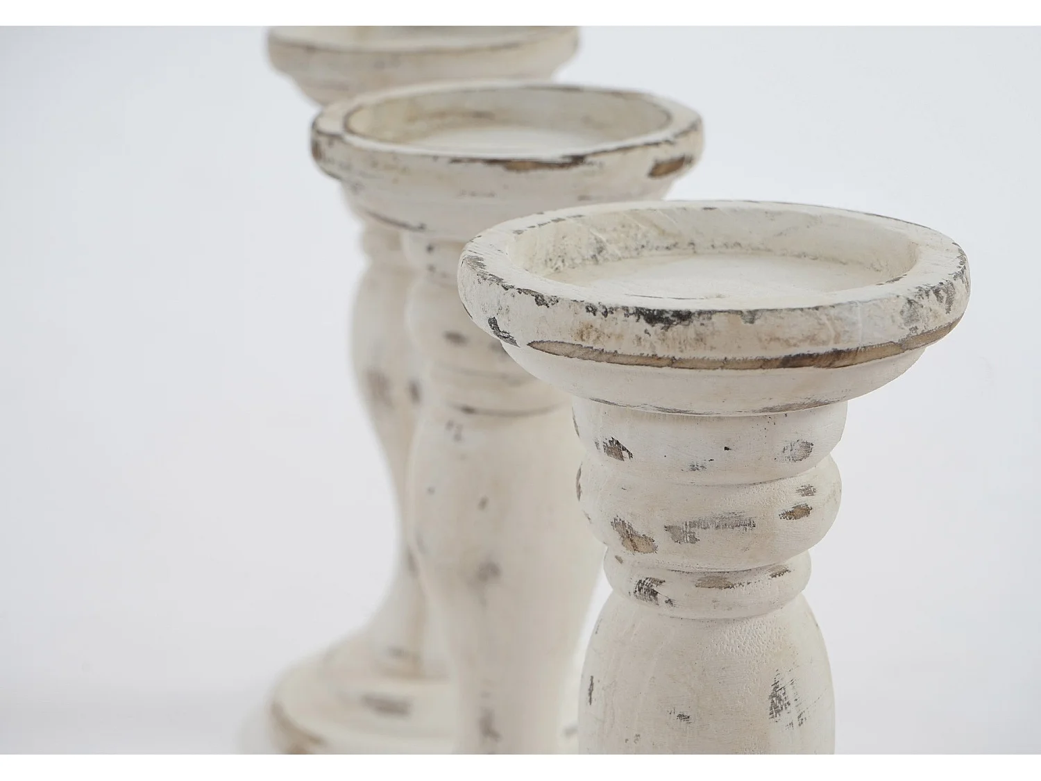 Ensemble de 3 chandelier bois blanche 12.5 x 12.5 x 24 cm 04_0002990