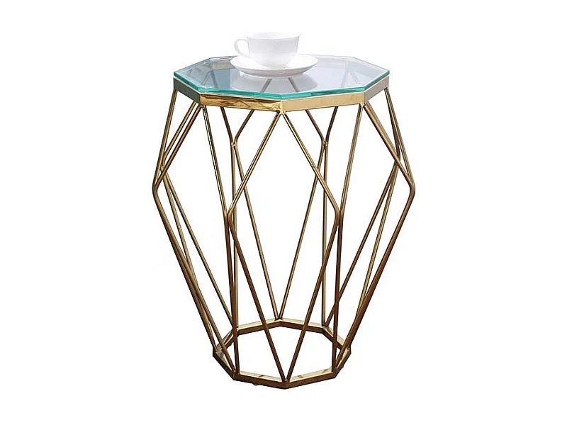 Table basse/ table d'appoint verre SILLA - Transparent - Doré