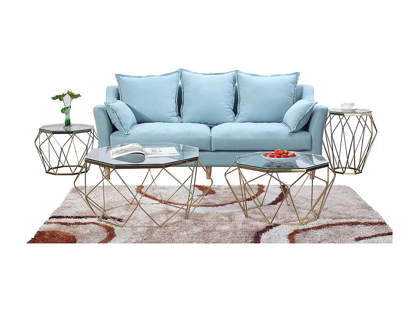 Table basse/ table d'appoint verre SILLA - Transparent - Doré