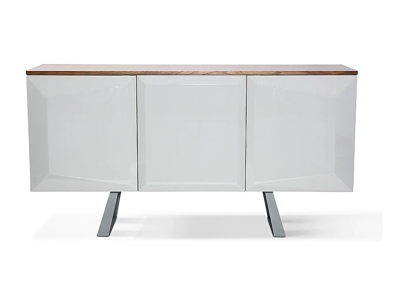 Buffet laqué/bois NOOR - Gris/Taupe/Noyer