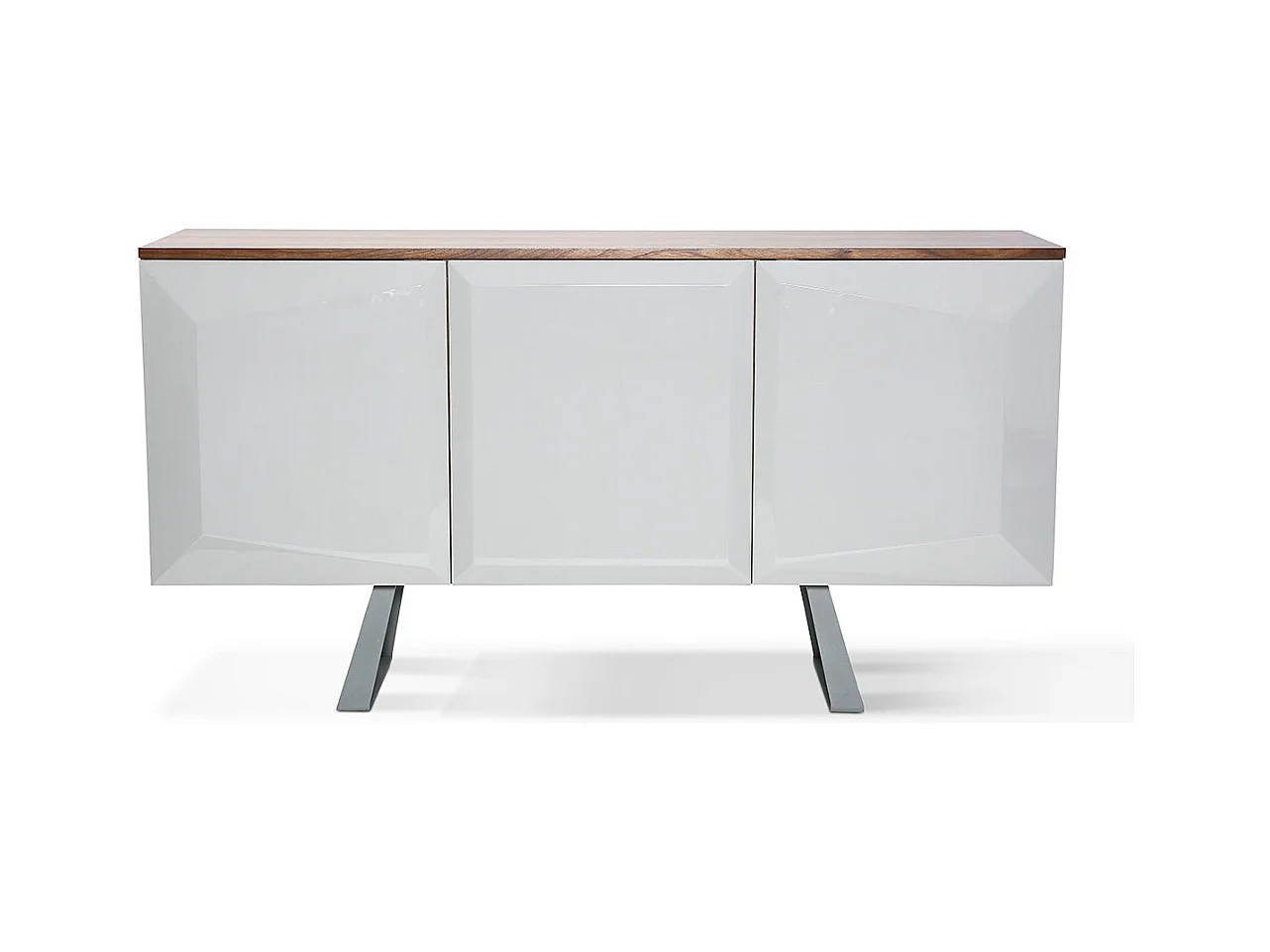 Buffet laqué/bois NOOR - Gris/Taupe/Noyer
