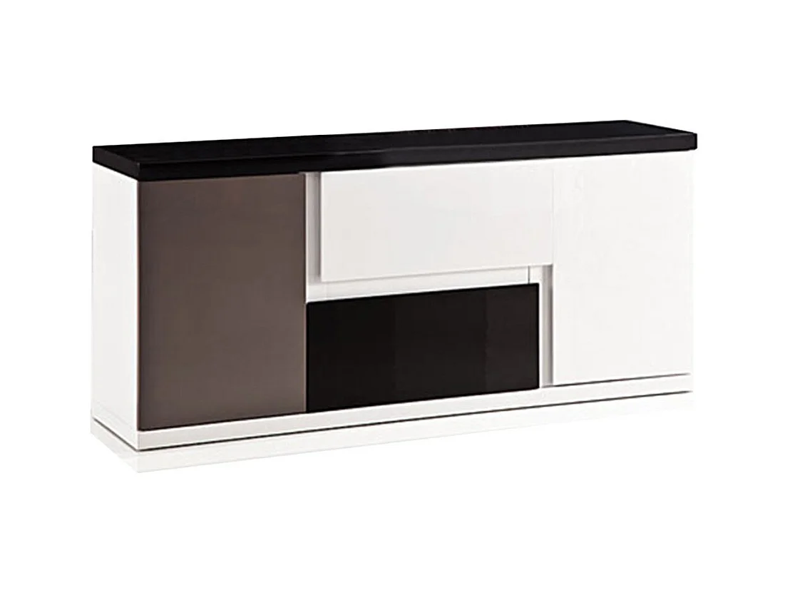 Bahut laqué TRIOS - Taupe / Noir / Blanc