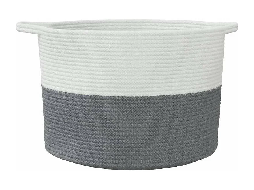 Wäschekorb Grau und Weiß Ø55x36 cm Baumwolle