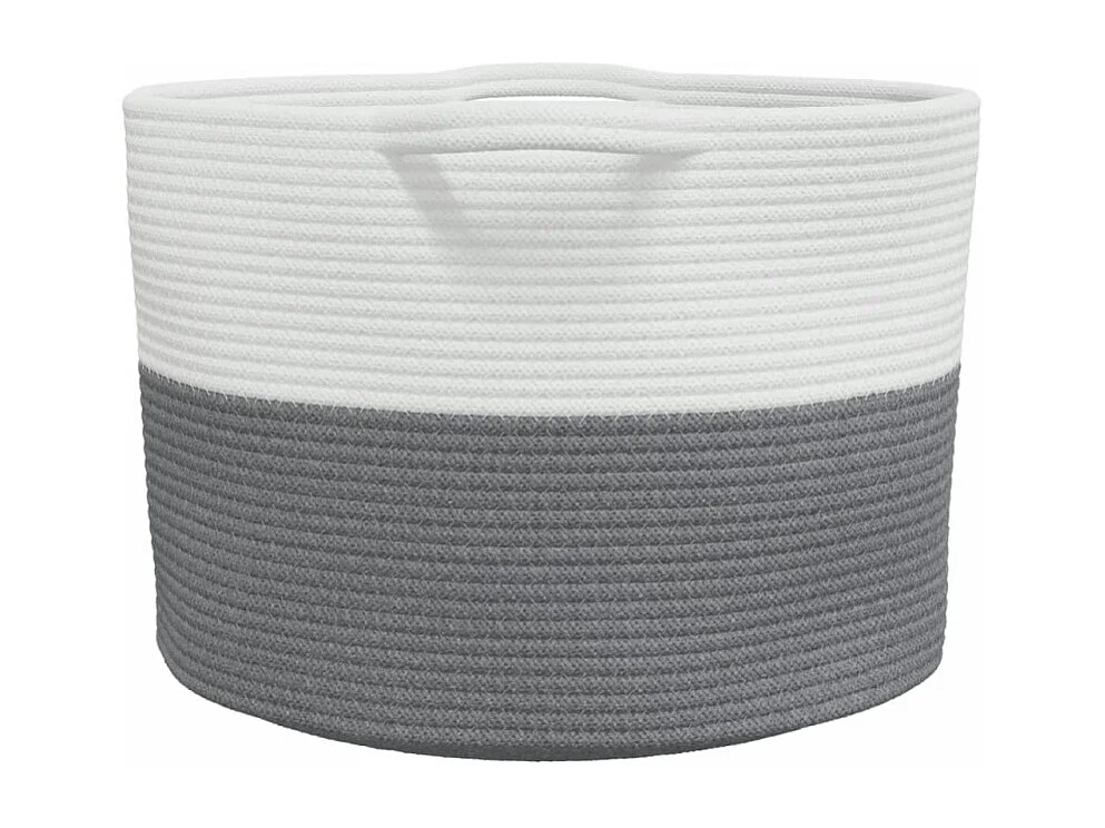 Wäschekorb Grau und Weiß Ø55x36 cm Baumwolle