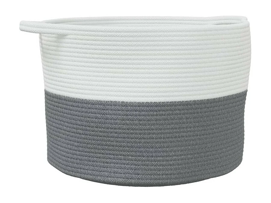 Wäschekorb Grau und Weiß Ø55x36 cm Baumwolle