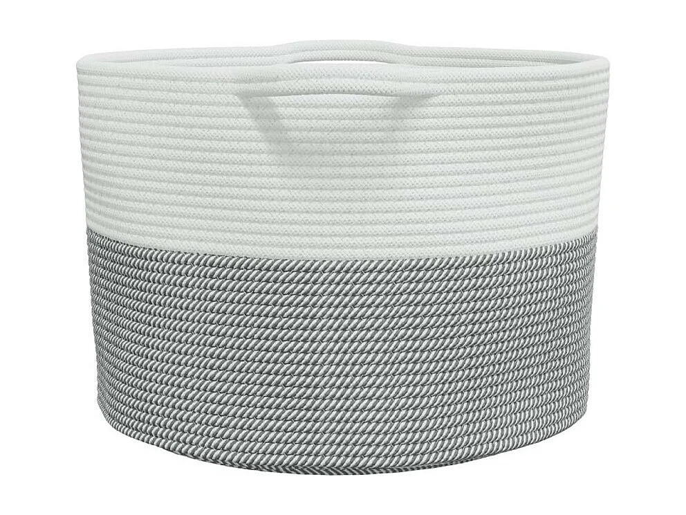 Wäschekorb Grau und Weiß Ø55x36 cm Baumwolle