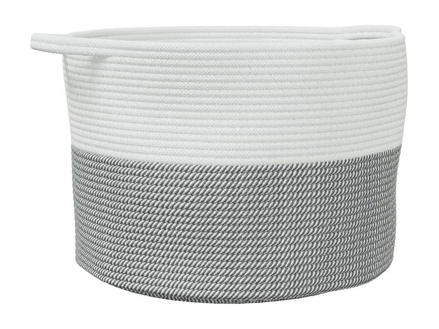 Wäschekorb Grau und Weiß Ø55x36 cm Baumwolle