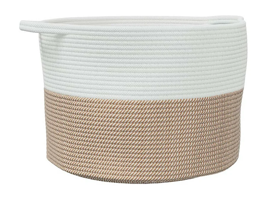 Wäschekorb Braun und Weiß Ø55x36 cm Baumwolle