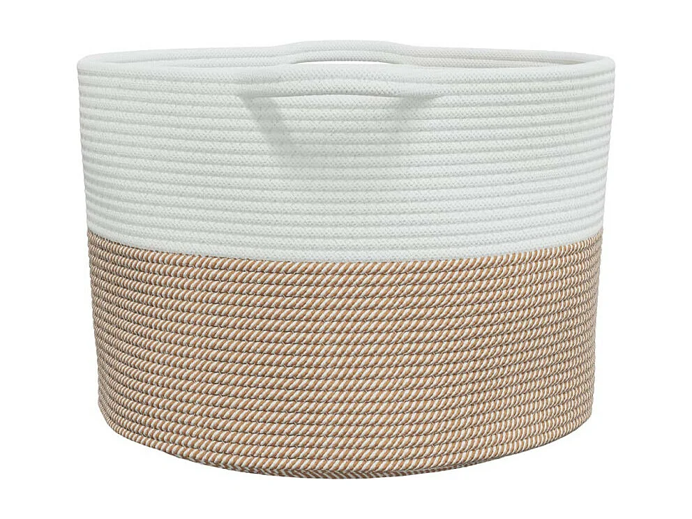 Wäschekorb Braun und Weiß Ø55x36 cm Baumwolle