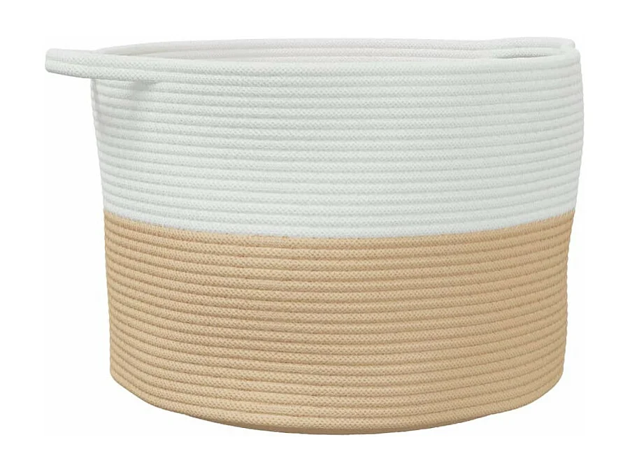 Wäschekorb Beige und Weiß Ø55x36 cm Baumwolle