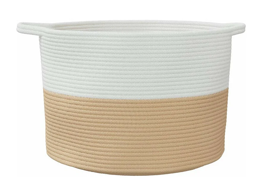 Wäschekorb Beige und Weiß Ø55x36 cm Baumwolle