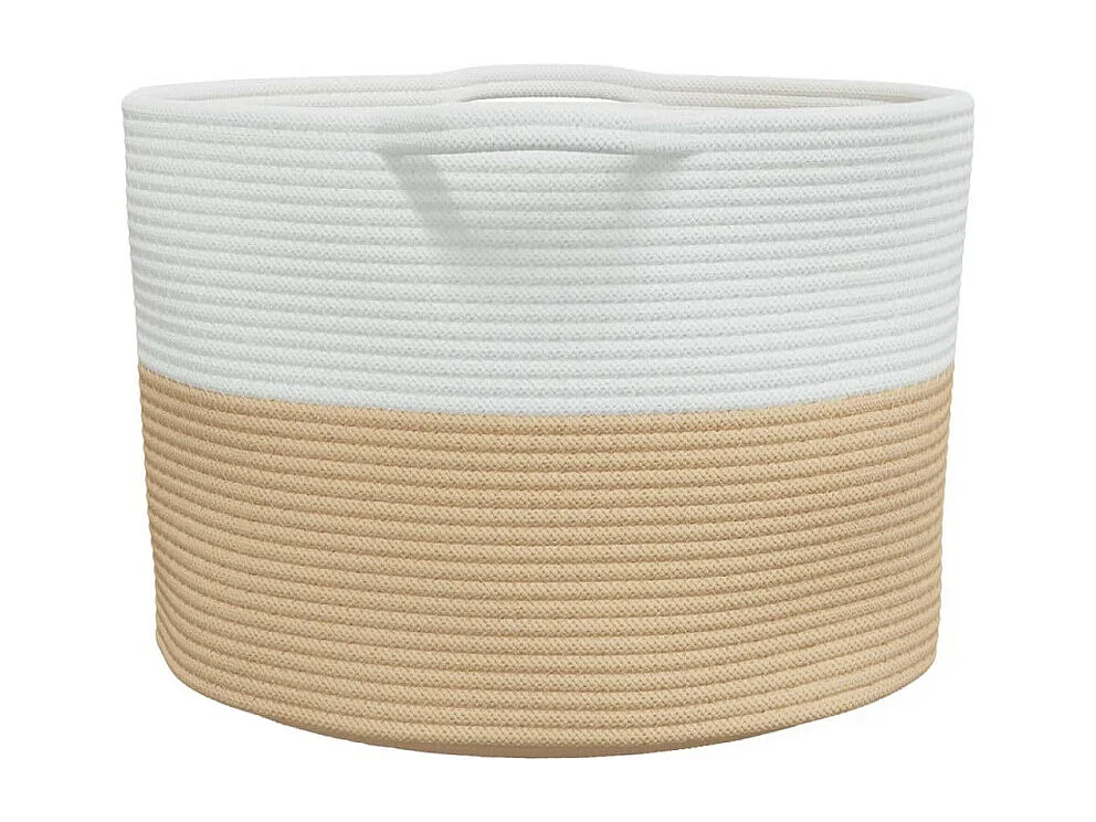 Wäschekorb Beige und Weiß Ø55x36 cm Baumwolle