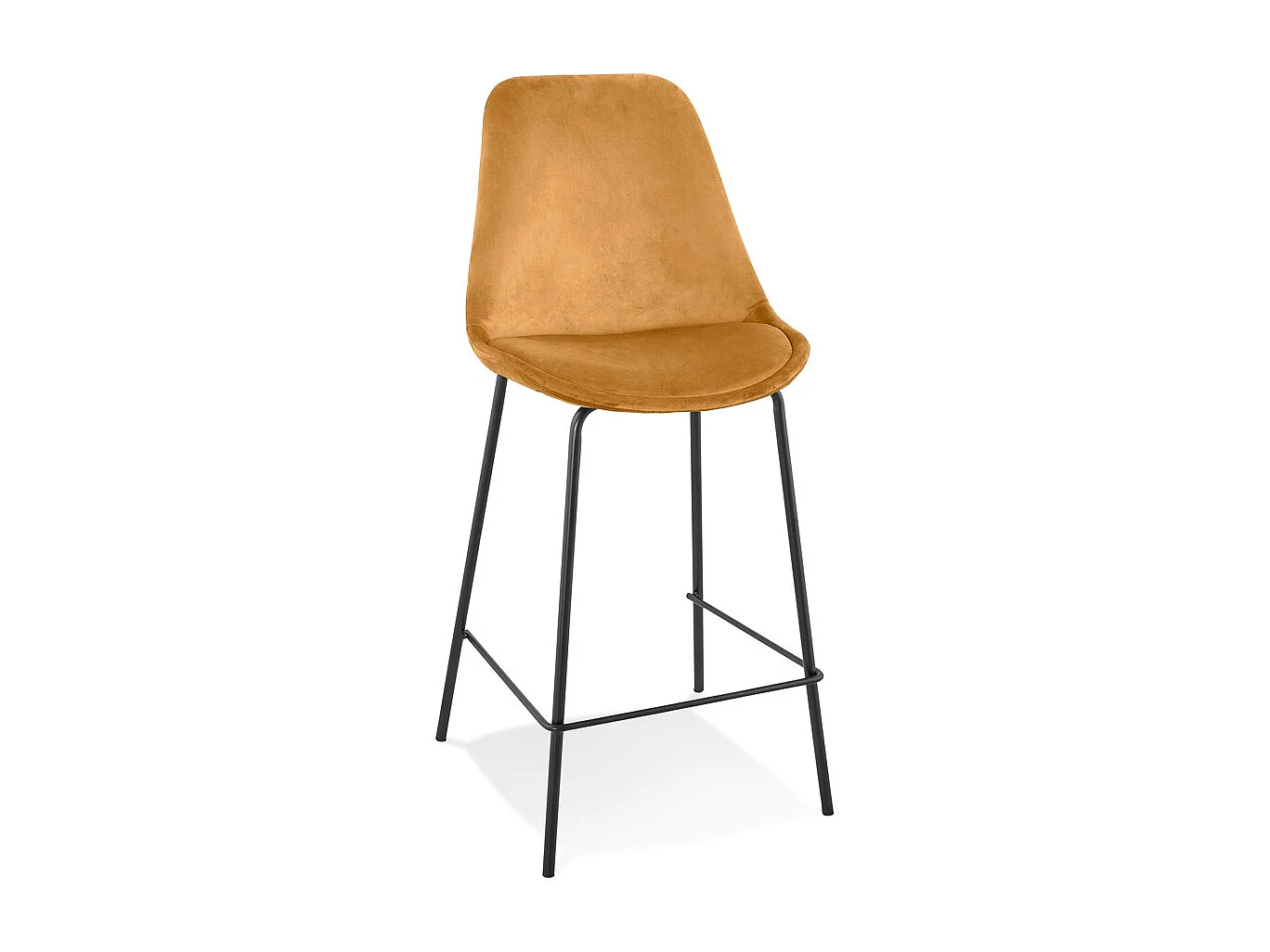 Tabouret de Bar en Velours "Lon" 105cm Moutarde