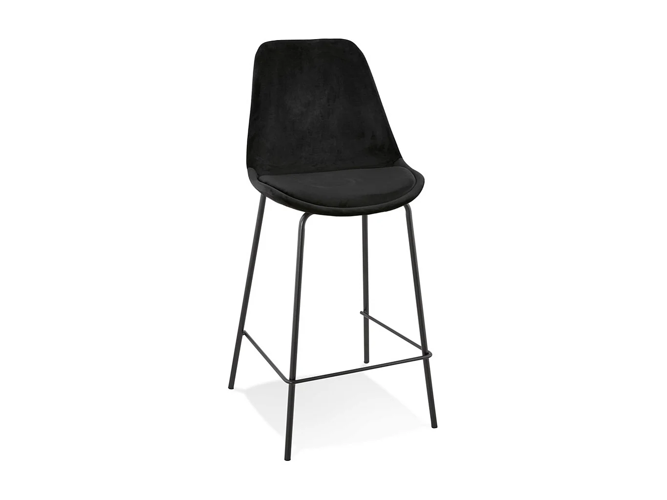 Tabouret de Bar en Velours "Lon" 105cm Noir