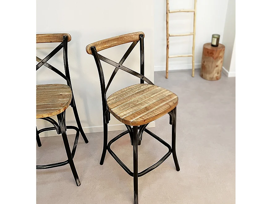 Seggiola da bar -COTTAGE - Beige - 47x50x110 cm