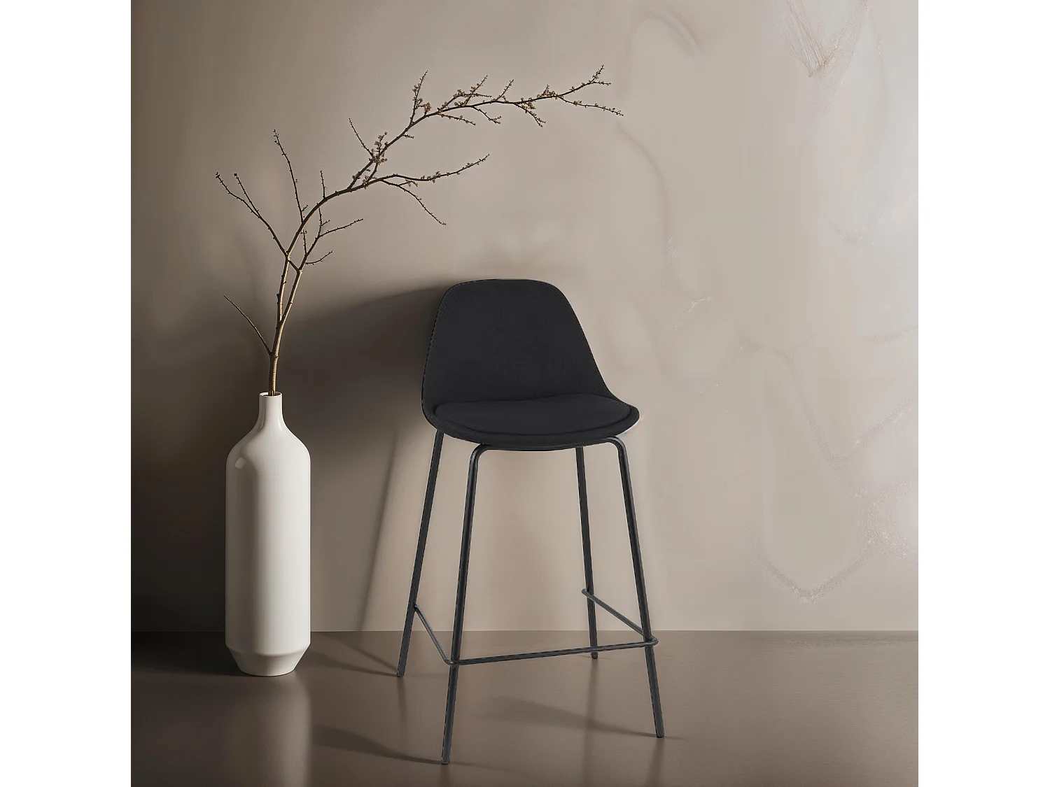 Tabouret de Bar en Tissu "Vern" 89cm Noir