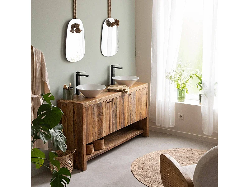 Meuble sous vasque en bois recyclé Naël