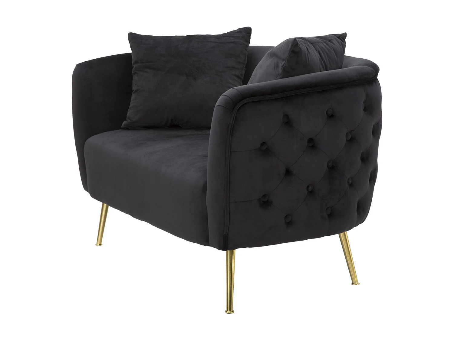 Canapé 2 Places en Velours "Bucarest" 127 cm Noir