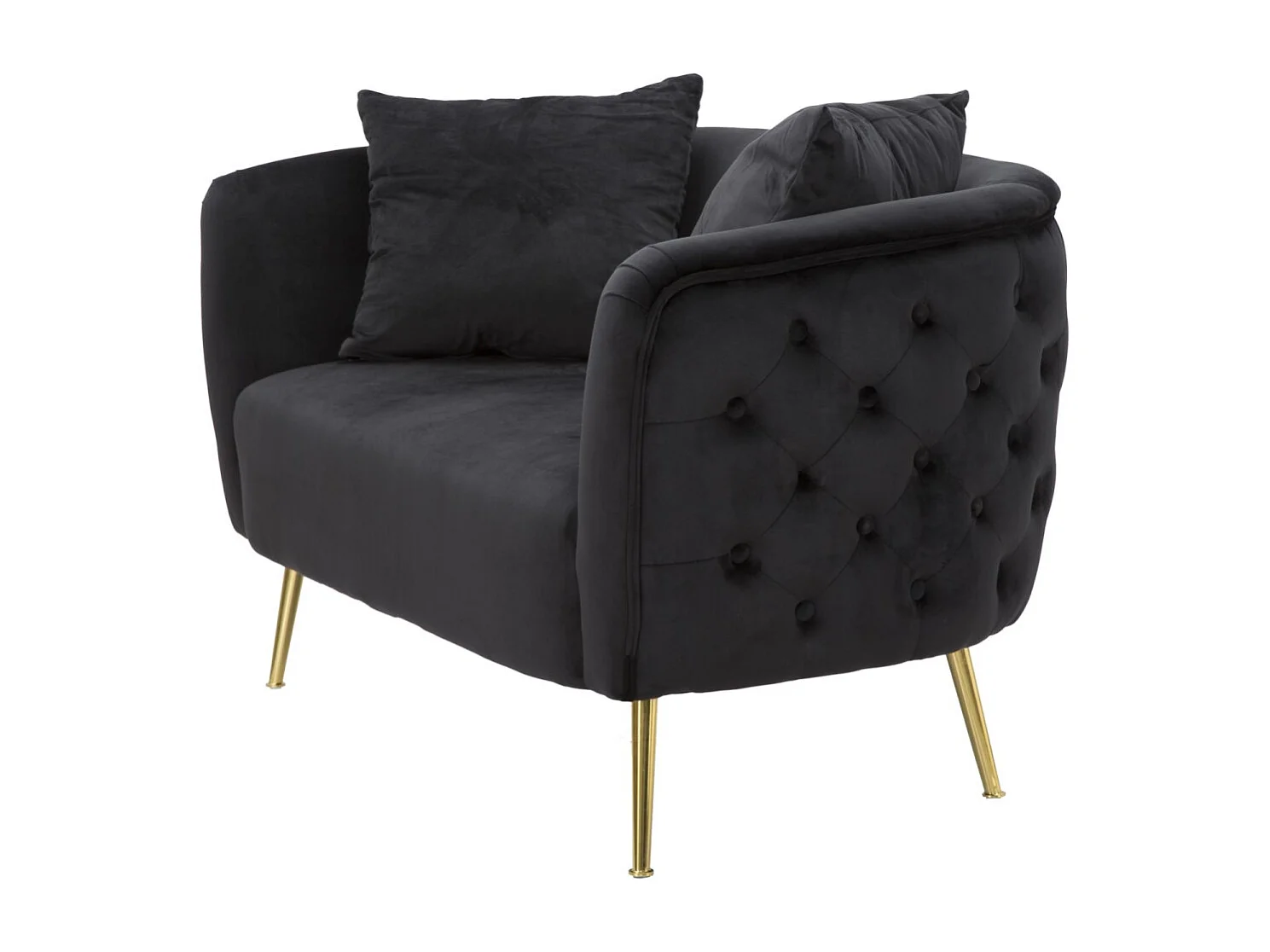 Canapé 2 Places en Velours "Bucarest" 127 cm Noir