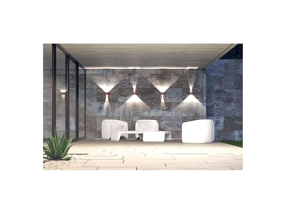 Corten LED Wandleuchte IP54 6,8W mit verstellbaren Lamellen 3000k
