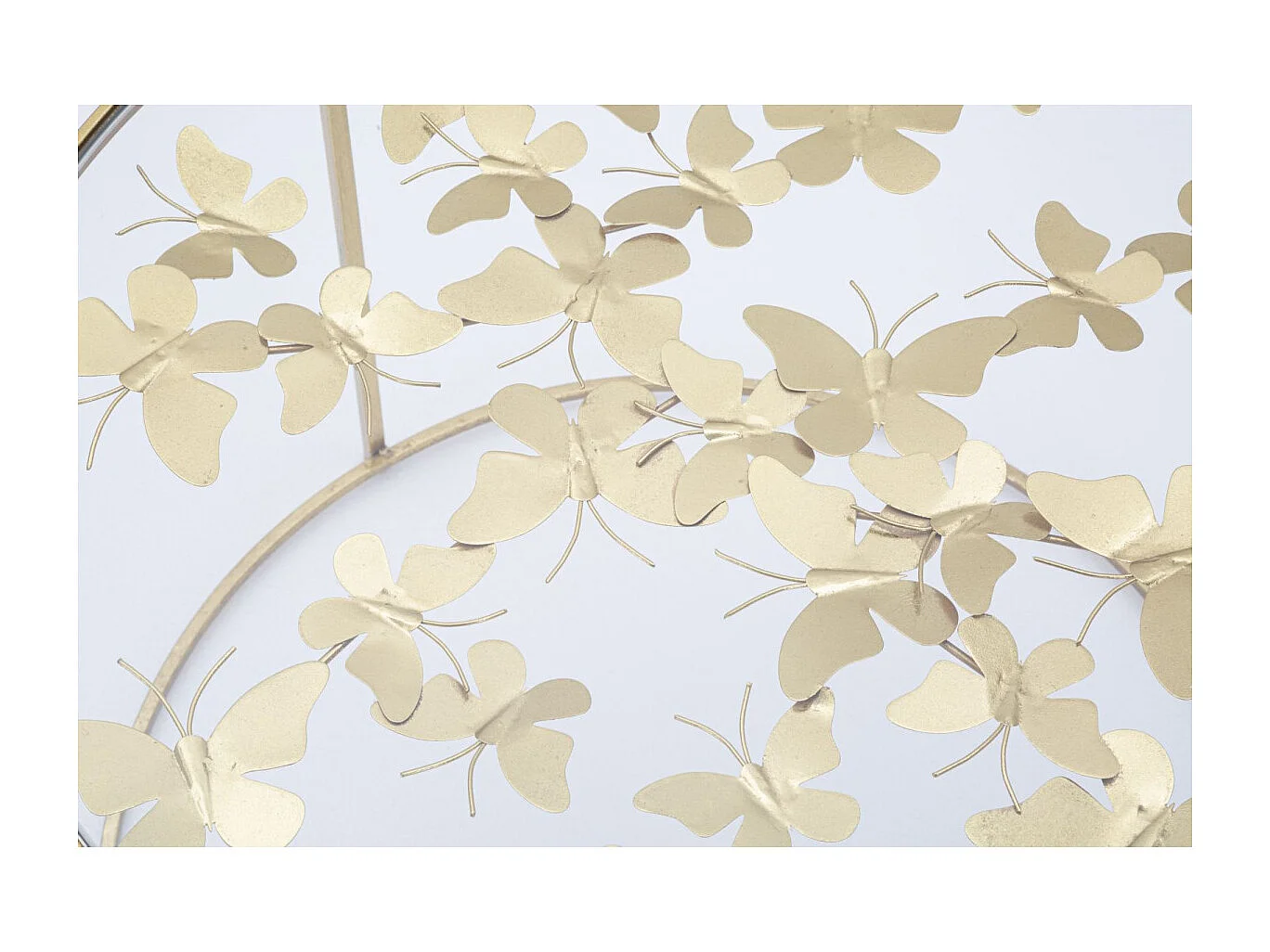 Table Basse en Verre "Butterfly" 60cm Or