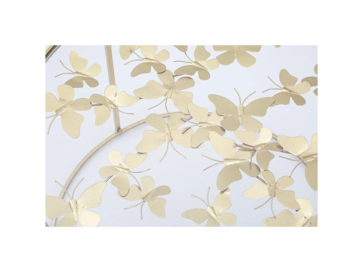 Table Basse en Verre "Butterfly" 60cm Or
