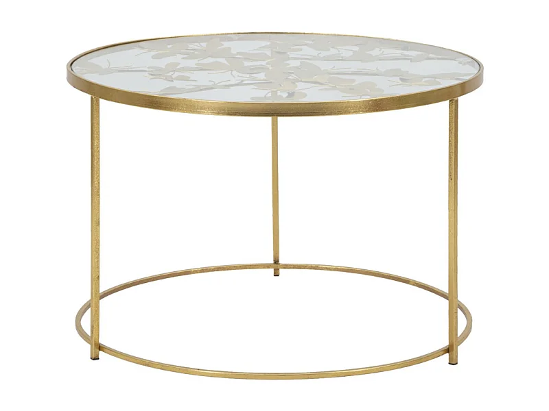 Table Basse en Verre "Butterfly" 60cm Or