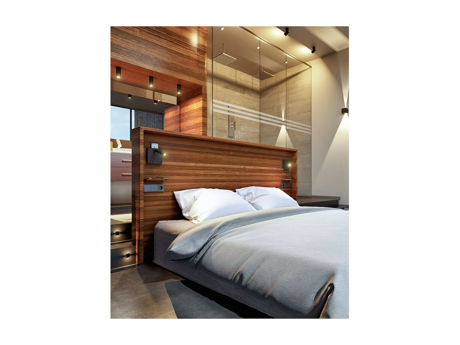 Applique de lit LED 4W avec chargement par induction USB et lumière tactile noire