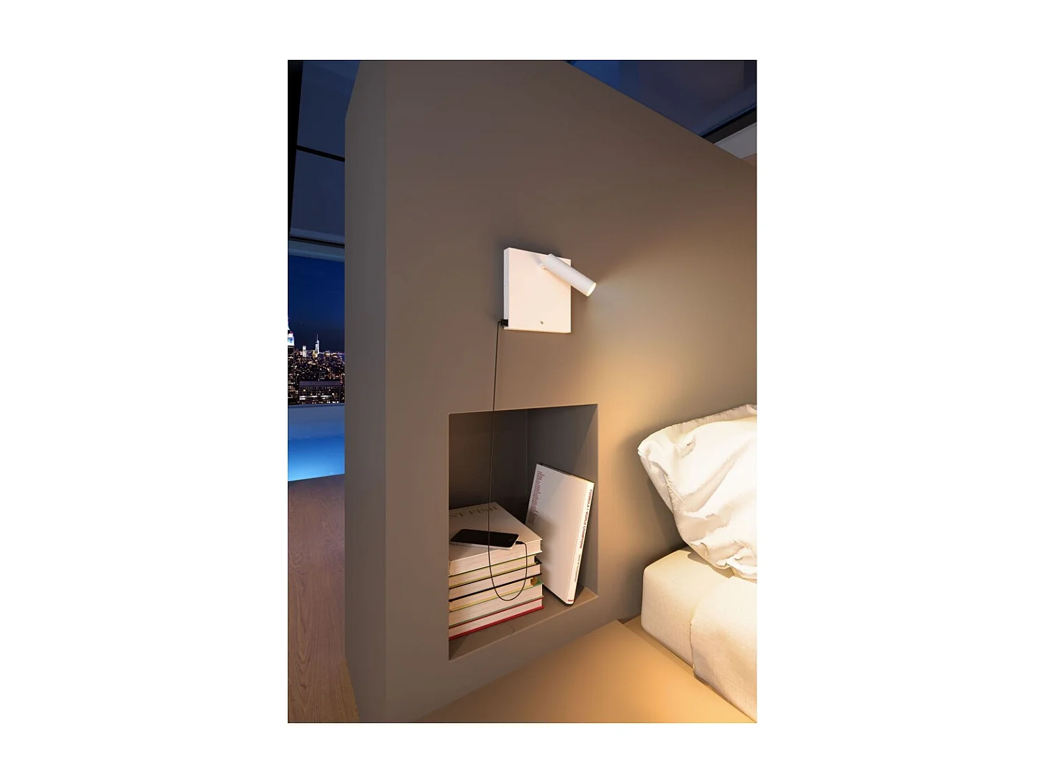 Applique de lit LED 4W avec chargement par induction USB et lumière tactile noire