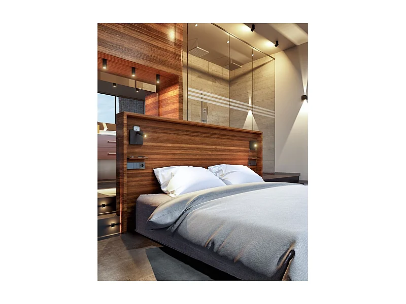 4-W-LED-Bettwandleuchte mit USB-Induktionsladung und schwarzem Touch-Licht