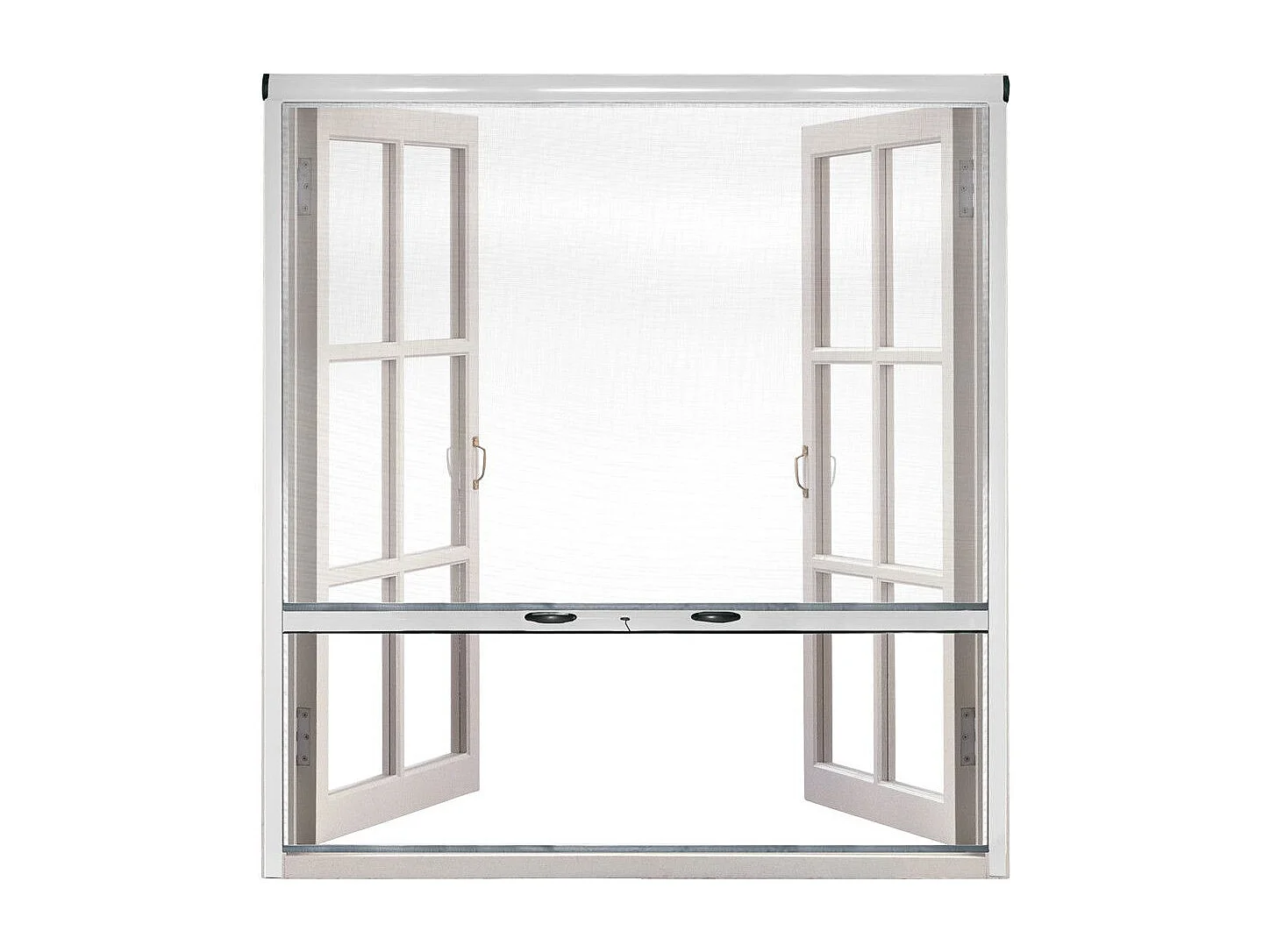 Moustiquaire à enroulement en kit réductible universel pour fenêtres verticales EASY-UP Marron 80x170