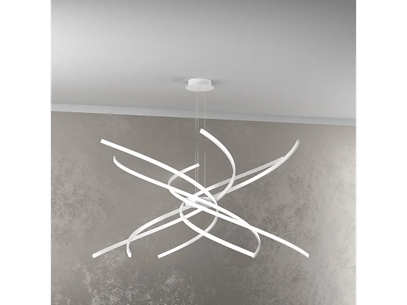 Lampadario a Led Moderno Top Light Tornado 88W 5950LM 1163/S100 Bianco