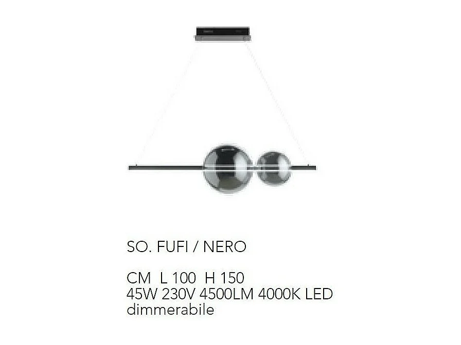 Lampa wisząca LED Fufi firmy Ondaluce z metalu i szkła dmuchanego, 45 W, ściemnialna, 4000 K, biała